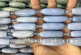 CAA3814 15.5 inches 12*40mm rice blue agate beads wholesale