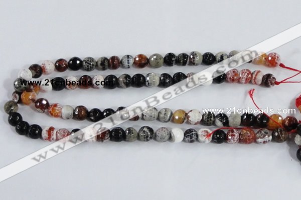 CAA383 15.5 inches 6mm faceted round fire crackle agate beads