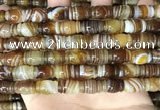 CAA4196 15.5 inches 9*14mm carved drum line agate gemstone beads
