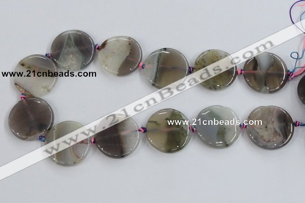 CAA428 15.5 inches 30mm flat round agate druzy geode beads