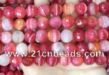 CAA5203 15.5 inches 14mm faceted round banded agate beads