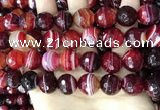 CAA5218 15.5 inches 16mm faceted round banded agate beads