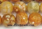 CAA5526 15 inches 10mm faceted round fire crackle agate beads