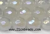 CAA5631 15 inches 8mm faceted round AB-color white agate beads