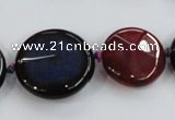 CAA597 20mm - 40mm faceted flat round dragon veins agate beads