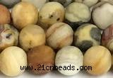 CAA6086 15 inches 6mm round matte yellow crazy lace agate beads