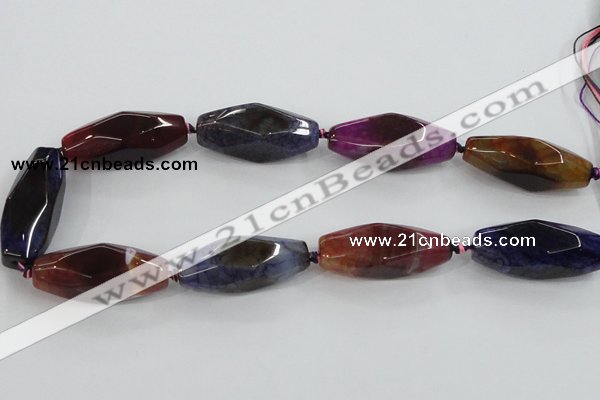 CAA615 15.5 inches 16*40mm faceted rice dragon veins agate beads