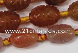 CAA643 15.5 inches 13*18mm carved egg-shaped agate gemstone beads