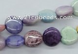 CAA66 15.5 inches 12mm flat round dyed white agate gemstone beads