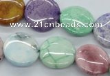 CAA68 15.5 inches 18mm flat round dyed white agate gemstone beads