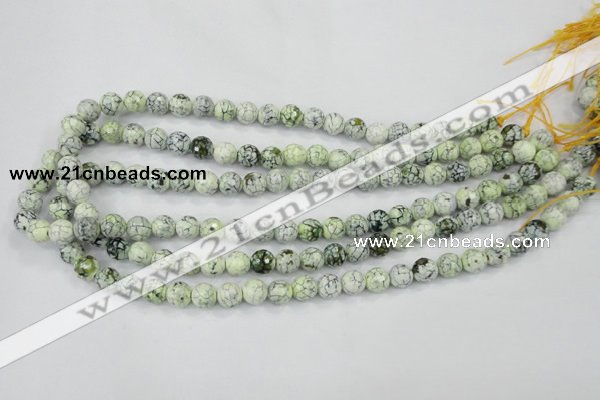 CAA712 15.5 inches 8mm faceted round fire crackle agate beads