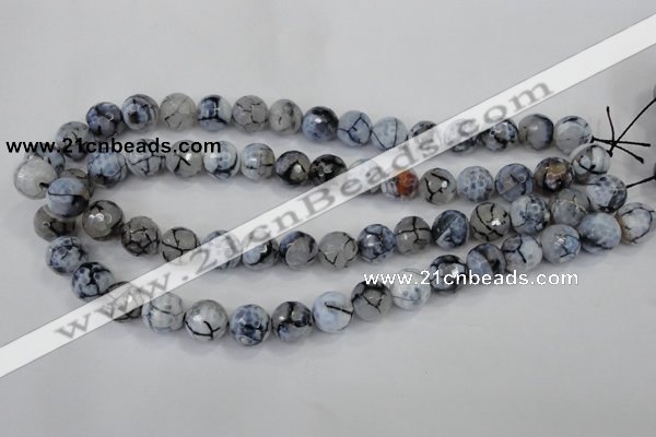 CAA717 15.5 inches 12mm faceted round fire crackle agate beads