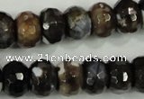 CAA732 10*14mm faceted rondelle fire crackle agate beads