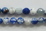 CAA796 15.5 inches 8mm faceted round fire crackle agate beads