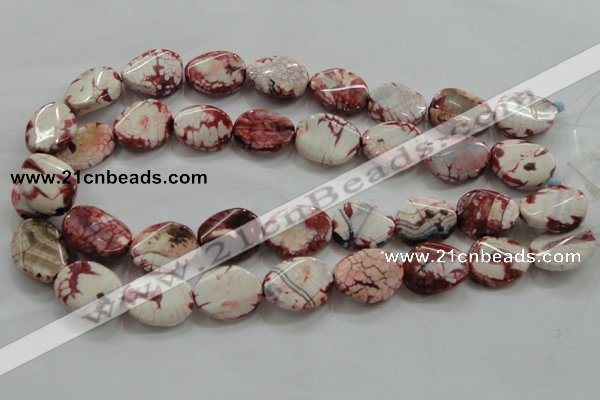 CAA835 15.5 inches 15*20mm twisted oval fire crackle agate beads