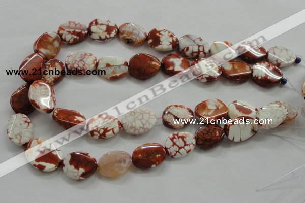CAA836 15.5 inches 15*20mm twisted oval fire crackle agate beads