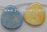 CAA85 30*35mm top-drilled flat teardrop dyed white agate  beads