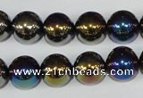 CAA851 15.5 inches 12mm round AB-color black agate beads