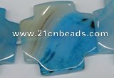 CAA927 15.5 inches 40*40mm cross agate gemstone beads