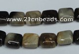 CAA951 15.5 inches 10*10mm square natural fossil wood agate beads
