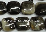 CAA953 15.5 inches 18*18mm square natural fossil wood agate beads