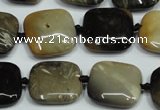CAA954 15.5 inches 20*20mm square natural fossil wood agate beads