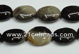 CAA959 15.5 inches 12*16mm oval natural fossil wood agate beads
