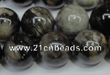 CAA968 15.5 inches 18mm round natural fossil wood agate beads