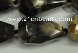 CAA970 28*40mm faceted teardrop natural fossil wood agate beads