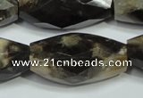 CAA971 16*30mm faceted rice natural fossil wood agate beads
