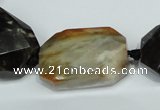 CAA974 18*25mm - 20*32mm faceted twisted rectangle fossil wood agate beads