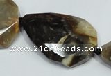 CAA976 25*33mm � 33*45mm faceted & twisted teardrop fossil wood agate beads