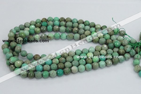 CAB08 15.5 inches 10mm faceted round green grass agate gemstone beads