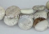 CAB101 15.5 inches 16mm flat round natural brazil agate beads