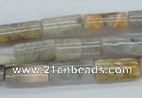 CAB135 15.5 inches 8*16mm flat column bamboo leaf agate beads