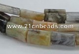 CAB136 15.5 inches 10*15mm flat column bamboo leaf agate beads