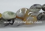 CAB145 15.5 inches 8*16mm twisted rice bamboo leaf agate beads