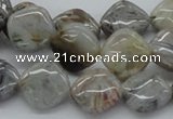 CAB155 15.5 inches 14*14mm diamond bamboo leaf agate beads