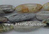 CAB162 15.5 inches 10*20mm horse eye  bamboo leaf agate beads