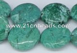 CAB164 15.5 inches 20mm flat round green crazy lace agate beads