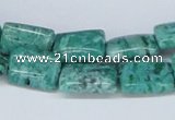 CAB166 15.5 inches 10*14mm rectangle green crazy lace agate beads