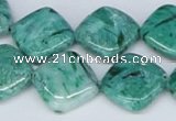 CAB167 15.5 inches 16*16mm diamond green crazy lace agate beads
