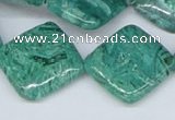 CAB168 15.5 inches 20*20mm diamond green crazy lace agate beads