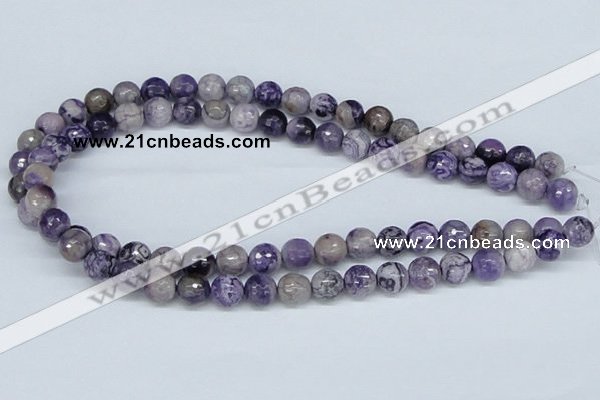 CAB181 15.5 inches 10mm faceted round purple crazy lace agate beads