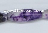 CAB206 15.5 inches 12*35mm faceted rice purple crazy lace agate beads
