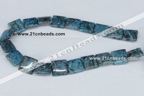 CAB215 15.5 inches 20*20mm square cyan crazy lace agate beads