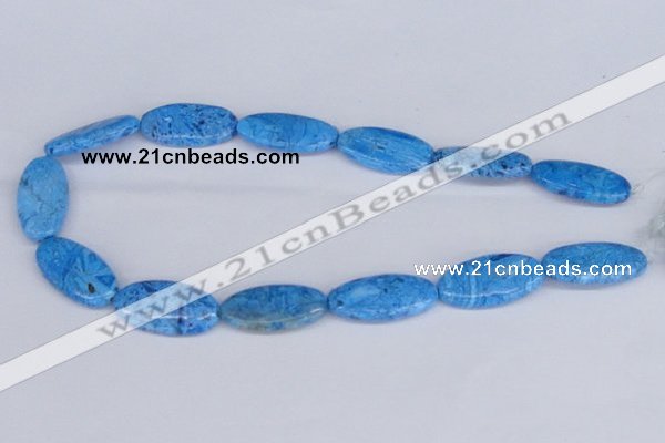 CAB229 15.5 inches 15*30mm oval blue crazy lace agate beads