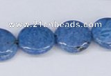 CAB237 15.5 inches 16mm flat round blue crazy lace agate beads
