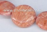 CAB246 15.5 inches 25mm flat round mahogany crazy lace agate beads