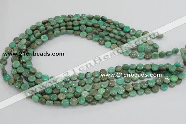 CAB25 15.5 inches 8mm coin green grass agate gemstone beads
